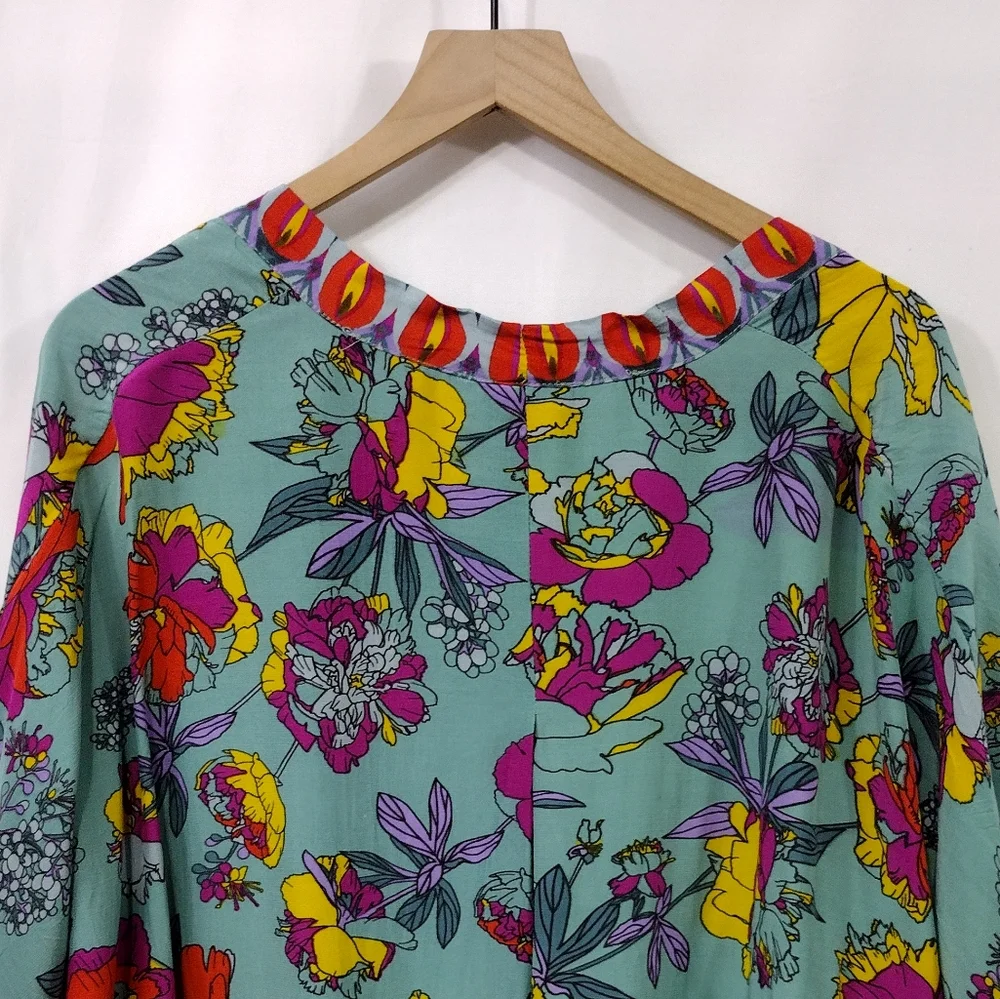 Brooke Webb Floral Kimono Women's OS Multicolor Artsy Coastal Beach Vacation - Picture 6 of 7
